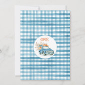 ルースティック ブルーのパンプキントラック 秋の1歳の誕生日 招待状 (裏面)