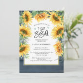 ルースティック ブルー ウッド ひまわり I Do BBQ ブライズシャワー 招待状 (スタンド正面)