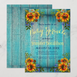 ルースティック ブルー ヒマワリ ベイビー スプリンカル インビテーション