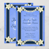 ルースティック ブルー フラワーズ ウェディング リハーサル ディナー 招待状 (正面/裏面)