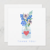 ルースティック ブルー フラワー 感謝カード (正面/裏面)