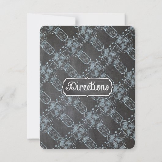 ルースティック ブルー メイソンジャー チョークボード ウェディング 招待状 (正面)