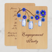 ルースティック ブルー メイソンジャー 結婚報告パーティー招待状 招待状 (正面/裏面)