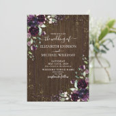 ルースティック プラム パープル ゴールド 水彩大理石フォト 招待状 (スタンド正面)