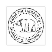 ルースティック ベア #6B ラウンド ライブラリー ブック 名前 セルフインキングスタンプ (デザイン)