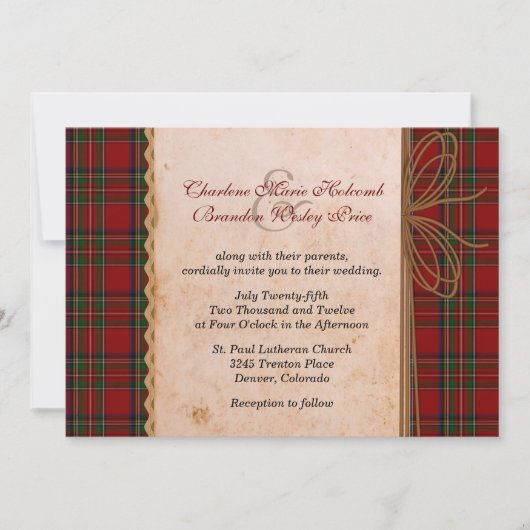 ルースティック ロイヤル スチュワート プライド 結婚式招待状 招待状 (正面)