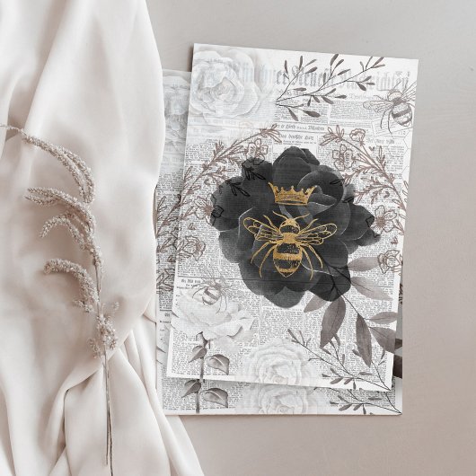 ルースティック ヴィンテージ ハニービー & フローラル ローズ デコパージュ 薄葉紙