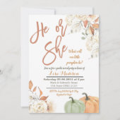 ルーストな秋のシャワーでのパンプキン性別発表の招待状 招待状 (正面)