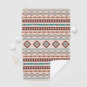 ルーストアステカティール（緑がかった色）クリーム混合モチーフ模様 ゴルフタオル (インサイチュ)