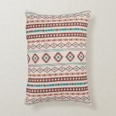 ルーストアステカティール(緑がかった色)クリーム混合モチーフVパターン アクセントクッション (正面(垂直))