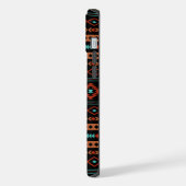 ルーストアステカティール（緑がかった色）ブラック混合モチーフ模様 iPhoneケース (左側面)