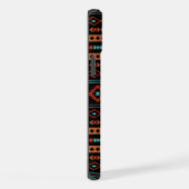 ルーストアステカティール（緑がかった色）ブラック混合モチーフ模様 iPhoneケース (右側面)