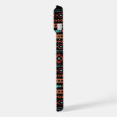 ルーストアステカティール（緑がかった色）ブラック混合モチーフ模様 iPhoneケース (左側面)