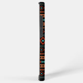 ルーストアステカティール（緑がかった色）ブラック混合モチーフ模様 SAMSUNG GALAXYケース (右側面)