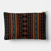 ルーストアステカティール(緑がかった色)ブラック混合モチーフVパターン アクセサリーポーチ (裏面)