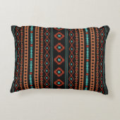 ルーストアステカティール(緑がかった色)ブラック混合モチーフVパターン アクセントクッション (裏面)