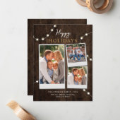 ルーストックなホリデー フォト コラージュ フェアリー ライト ノートカード (正面/裏面インサイチュ)