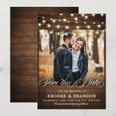 ルースド バーガンディー フラワーストリングライト メイソンジャー セーブザデート (正面/裏面)