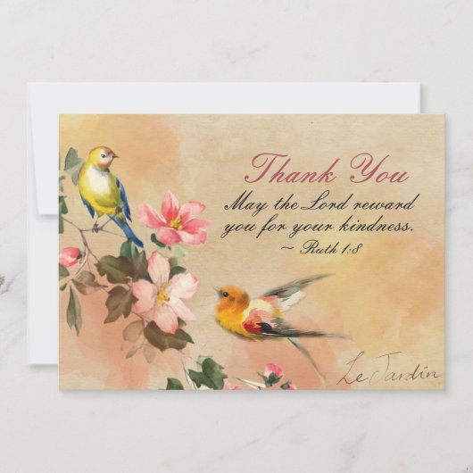ルース1:8主があなたがたを親切にしてくれたことに対して、主はあなたがたを報い給え。 サンキューカード (正面)