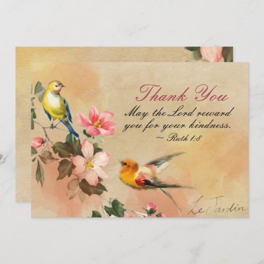 ルース1:8主があなたがたを親切にしてくれたことに対して、主はあなたがたを報い給え。 サンキューカード (正面/裏面)
