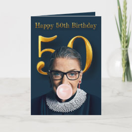 ルース・ギンズバーグ ピンクの風船ガム ハッピーバースデー 50歳の誕生日おめでとう カード