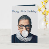 ルース・ギンズバーグ 白い風船ガム 50歳の誕生日おめでとう カード (黄色い花)