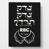 ルース・バダー・ギンズバーグ「正義を追求」ヘブライ語トーラ フォトプラーク (正面)