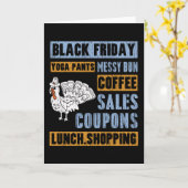 ルーズで適当な髪型の人が、ブラックフライデーとサンクスギビングデーのヨガパンツを着用 カード (黄色い花)
