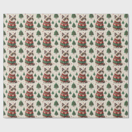 ルーズなセーターを着たイラついたクリスマスの猫 ラッピングペーパー