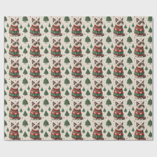 ルーズなセーターを着たイラついたクリスマスの猫 ラッピングペーパー