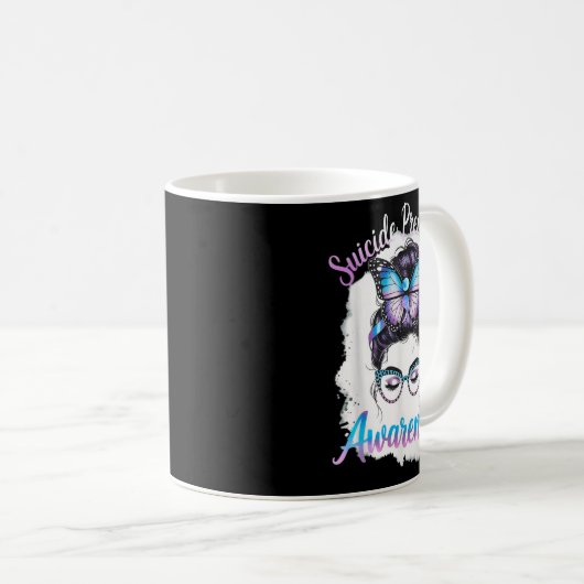 ルーズなポニーテールの女の子 自殺予防 精神健康 グ コーヒーマグカップ (正面右)