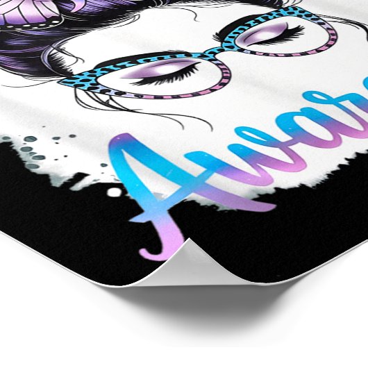 ルーズなポニーテールの女の子 自殺予防 精神健康 グ ポスター (角)