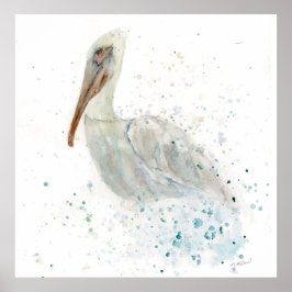 ルーズウォーターカラーペリカン ポスター