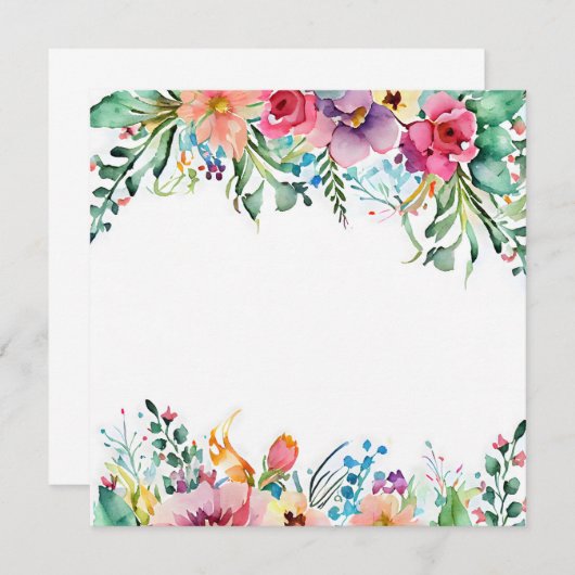 ルーズウォーター色の花結婚の誕生日明るい サンキューカード (正面/裏面)