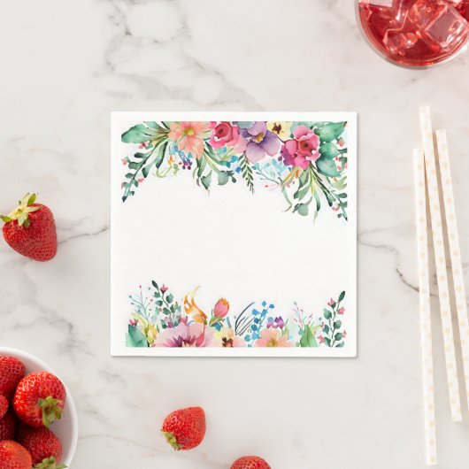 ルーズウォーター色の花結婚の誕生日明るい スタンダードカクテルナプキン (インサイチュ)