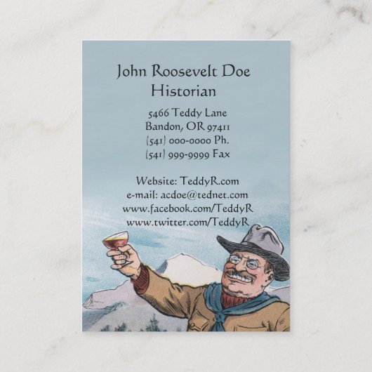 ルーズベルトは野性生物の歴史家の名刺を焼きます 名刺 (裏面)