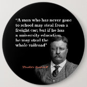 ルーズベルト・セオドア引用文で有名な「テディ・ルーズベルト」 缶バッジ (正面)