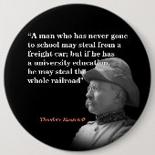 ルーズベルト・セオドア引用文で有名な「テディ・ルーズベルト」 缶バッジ (正面)