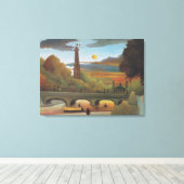 ルーソー・セーヌとエッフェルタワーが夕暮れ キャンバスプリント (インサイチュ (ウッドフロア))