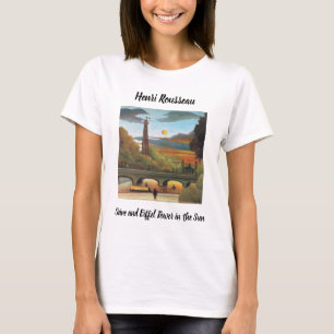 ルーソー・セーヌとエッフェルタワーの夕焼け Tシャツ