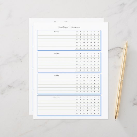 ルーチントラッカーの週次計画ページ (正面/裏面インサイチュ)