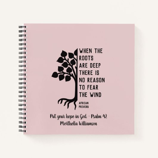 ルーツがかわいらし深い祈りの言葉ジャーナルである場合はピンク ノートブック (正面)