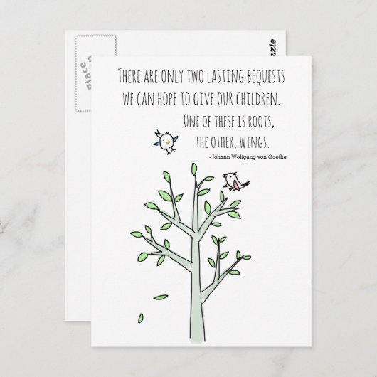 ルーツとウイングインスパイアの子育て引用文 ポストカード (正面/裏面)