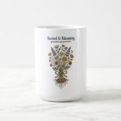 ルーツを張り咲くヴィンテージの野の花デザイン コーヒーマグカップ (中央)