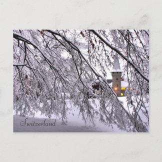 ルーツェルンのハガキ城の雪の木 ポストカード