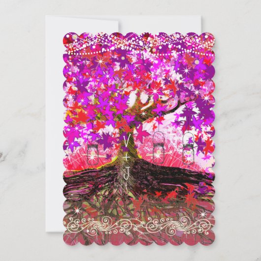 ルーツオブラブロマンティックオークツリー結婚式招待状 招待状 (裏面)