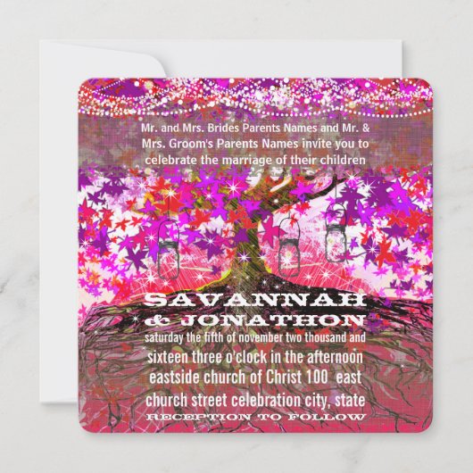 ルーツオブラブロマンティックオークツリー結婚式招待状 招待状 (正面)