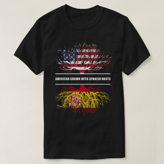 ルーツスペインTスペインので育ったアメリカ人  Tシャツ (デザイン正面)