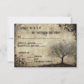 ルーツツリーヴィンテージウェディングRSVPを成長させる時間 出欠カード (正面)