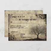 ルーツツリーヴィンテージウェディングRSVPを成長させる時間 出欠カード (正面/裏面)